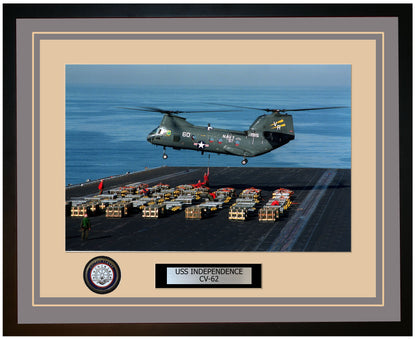 USS INDEPENDENCE CV-62 Framed Navy Ship Photo Grey