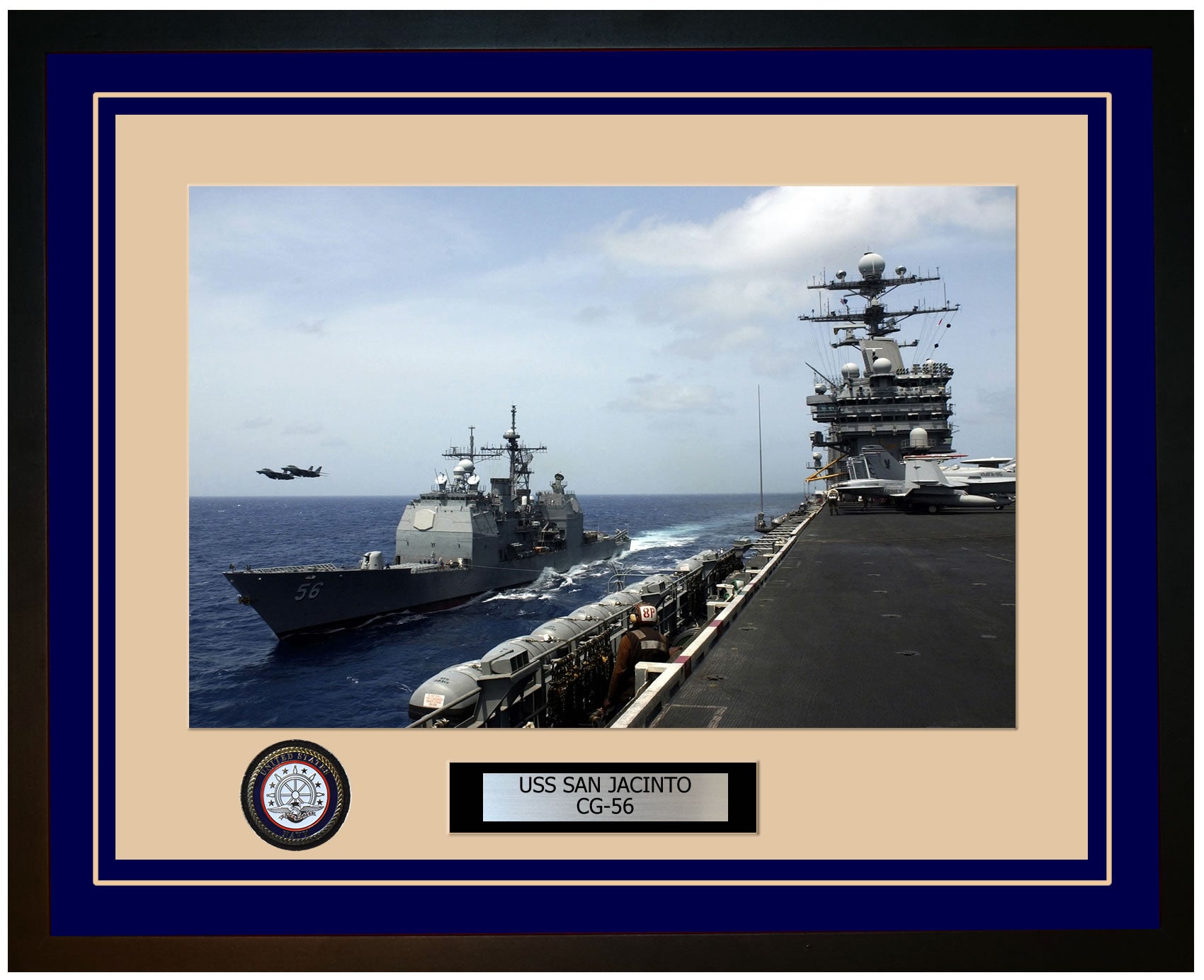 USS SAN JACINTO CG-56 Framed Navy Ship Photo Blue