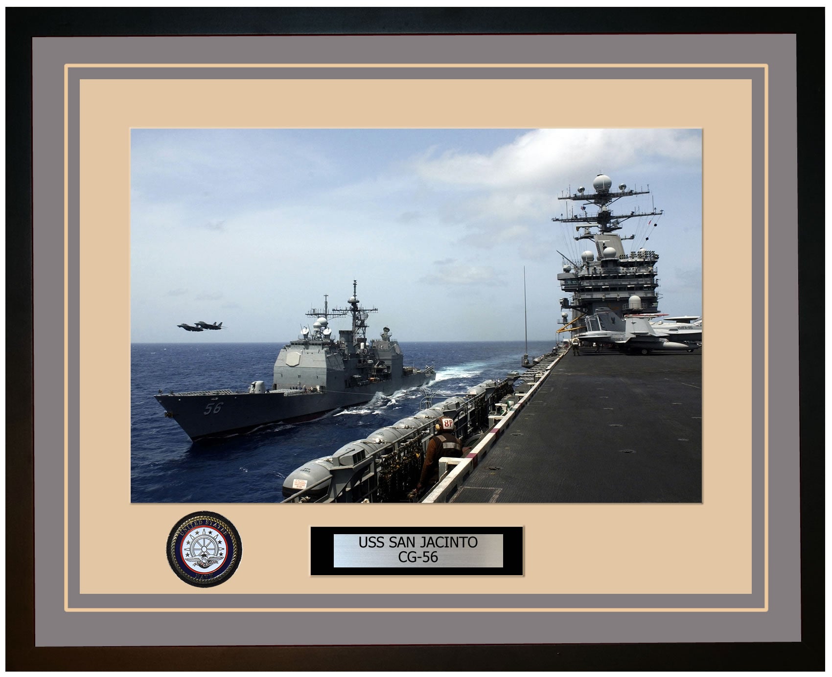 USS SAN JACINTO CG-56 Framed Navy Ship Photo Grey