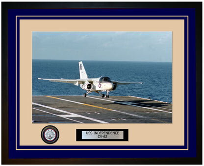 USS INDEPENDENCE CV-62 Framed Navy Ship Photo Blue