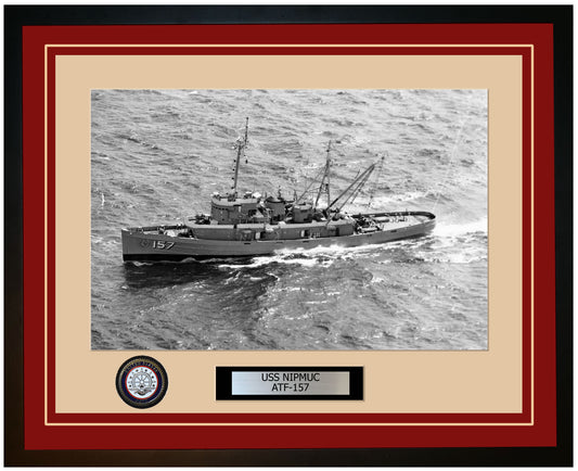 USS NIPMUC ATF-157 Framed Navy Ship Photo Burgundy