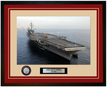 USS KITTY HAWK CV-63 Framed Navy Ship Photo Burgundy