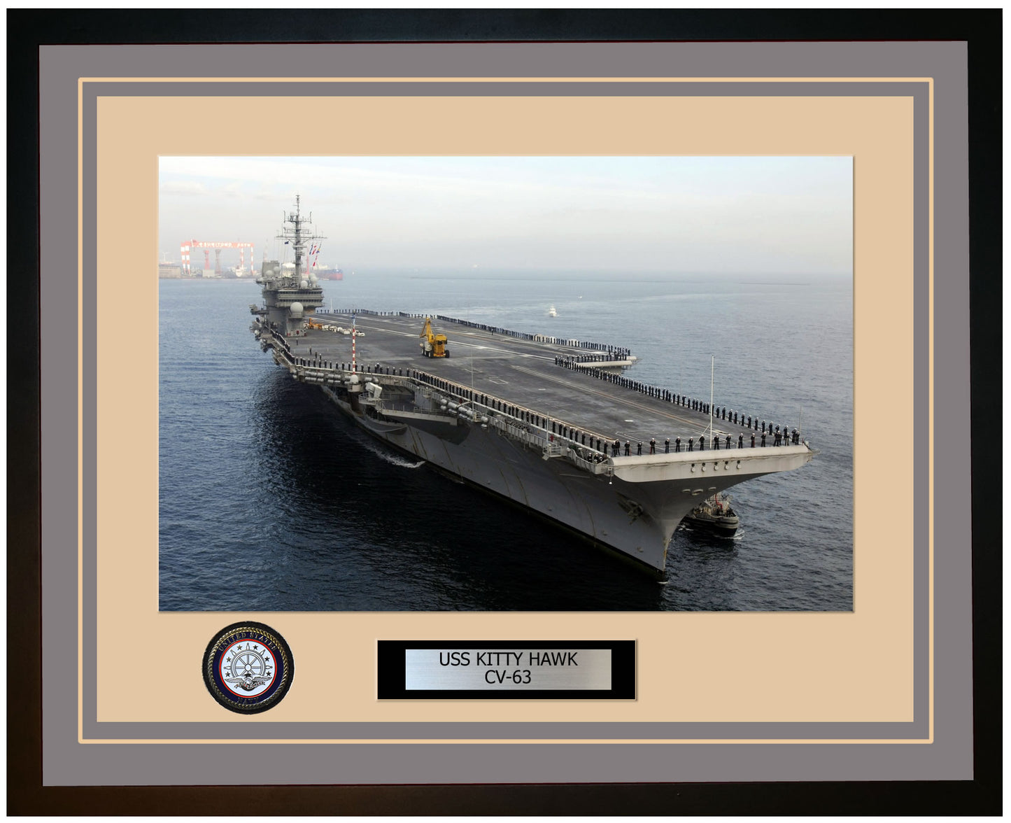 USS KITTY HAWK CV-63 Framed Navy Ship Photo Grey