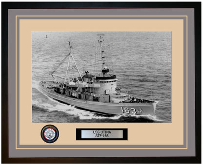 USS UTINA ATF-163 Framed Navy Ship Photo Grey