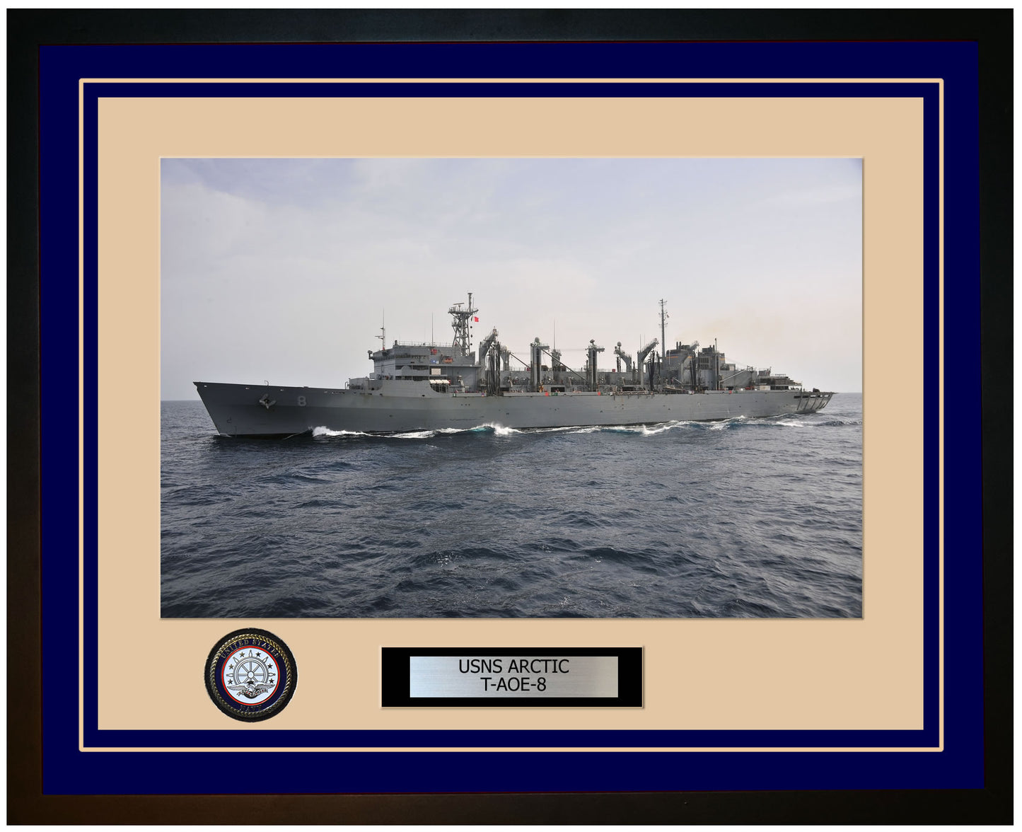 USS ARCTIC T-AOE-8 Framed Navy Ship Photo Blue