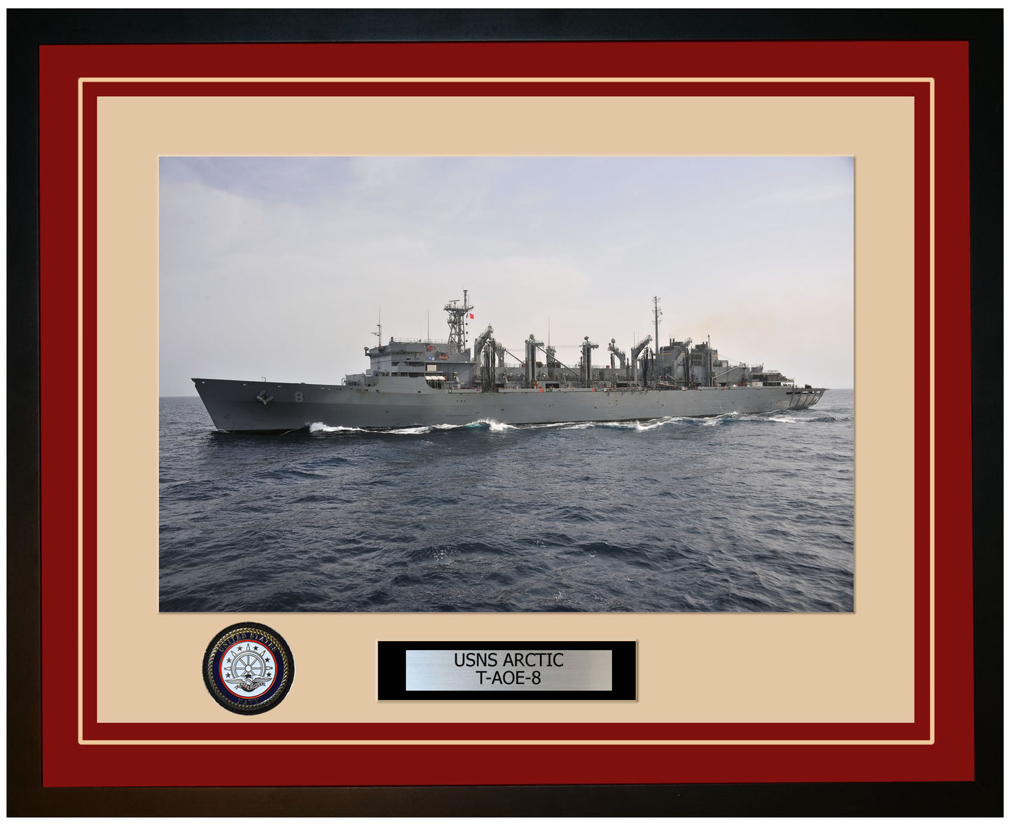 USS ARCTIC T-AOE-8 Framed Navy Ship Photo Burgundy