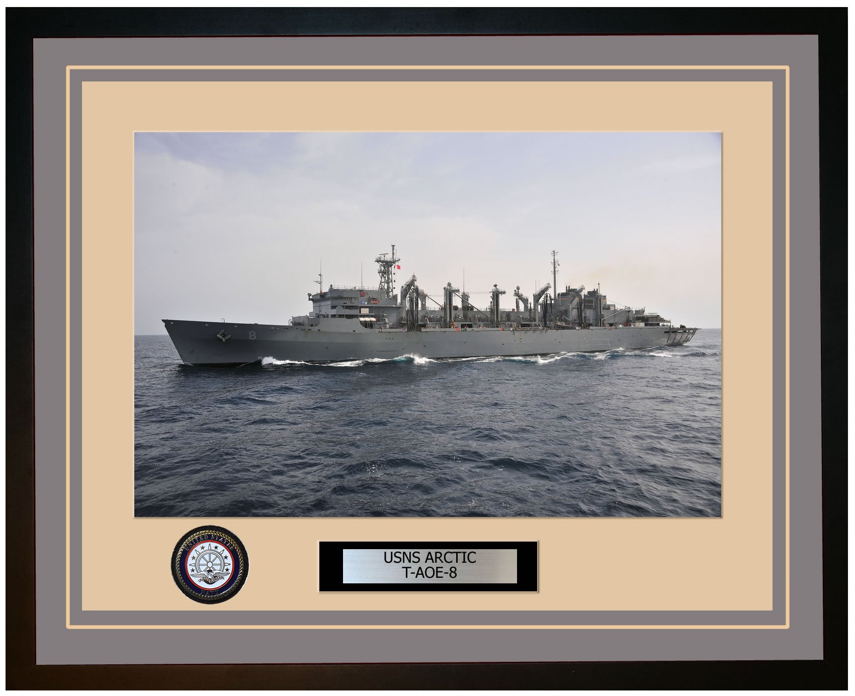 USS ARCTIC T-AOE-8 Framed Navy Ship Photo Grey