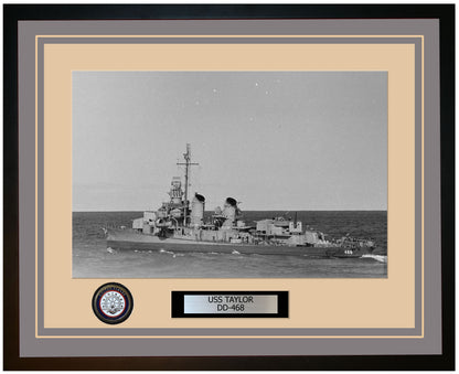 USS TAYLOR DD-468 Framed Navy Ship Photo Grey