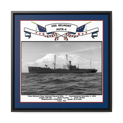 USS Belmont AGTR-4 Navy Floating Frame Photo Front View