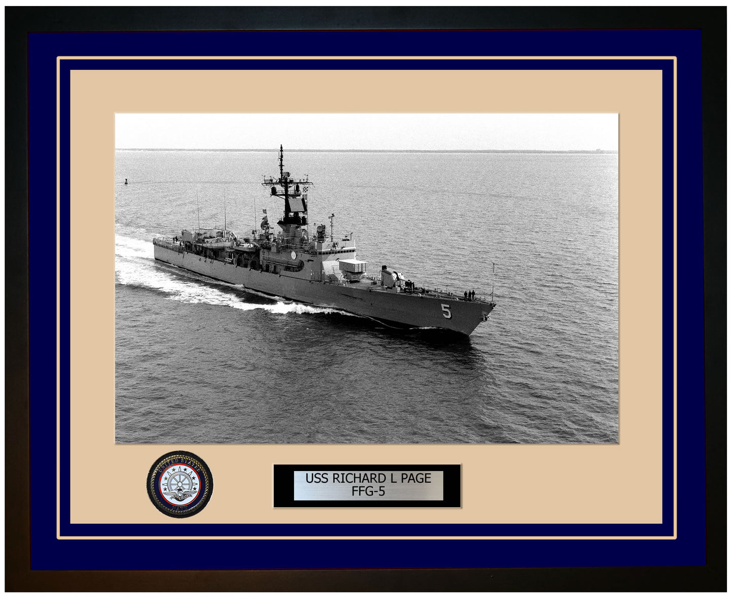 USS RICHARD L PAGE FFG-5 Framed Navy Ship Photo Blue