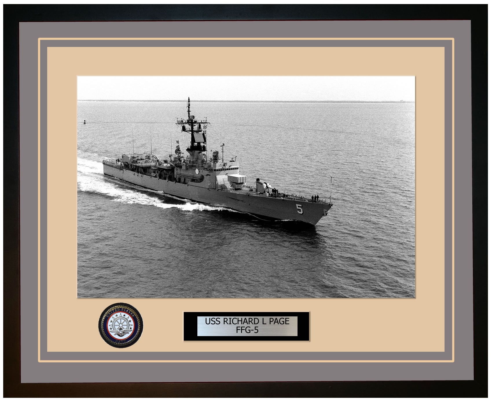 USS RICHARD L PAGE FFG-5 Framed Navy Ship Photo Grey