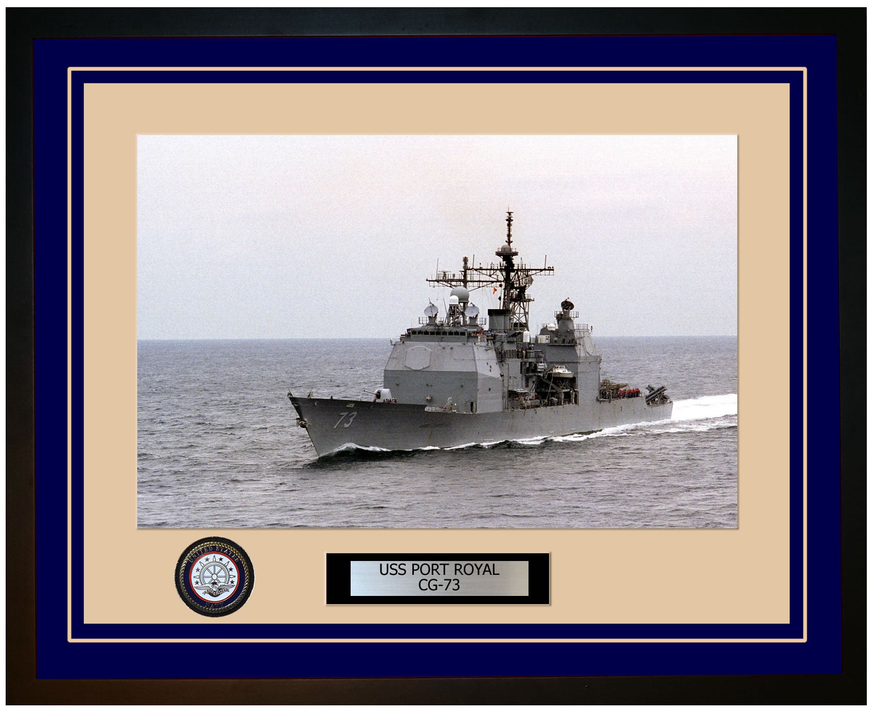 USS PORT ROYAL CG-73 Framed Navy Ship Photo Blue