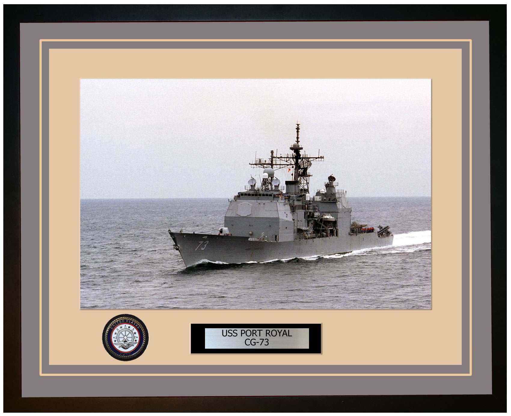 USS PORT ROYAL CG-73 Framed Navy Ship Photo Grey