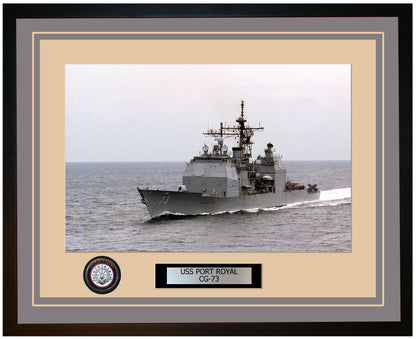 USS PORT ROYAL CG-73 Framed Navy Ship Photo Grey