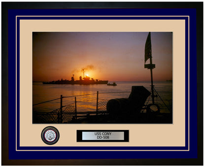 USS CONY DD-508 Framed Navy Ship Photo Blue