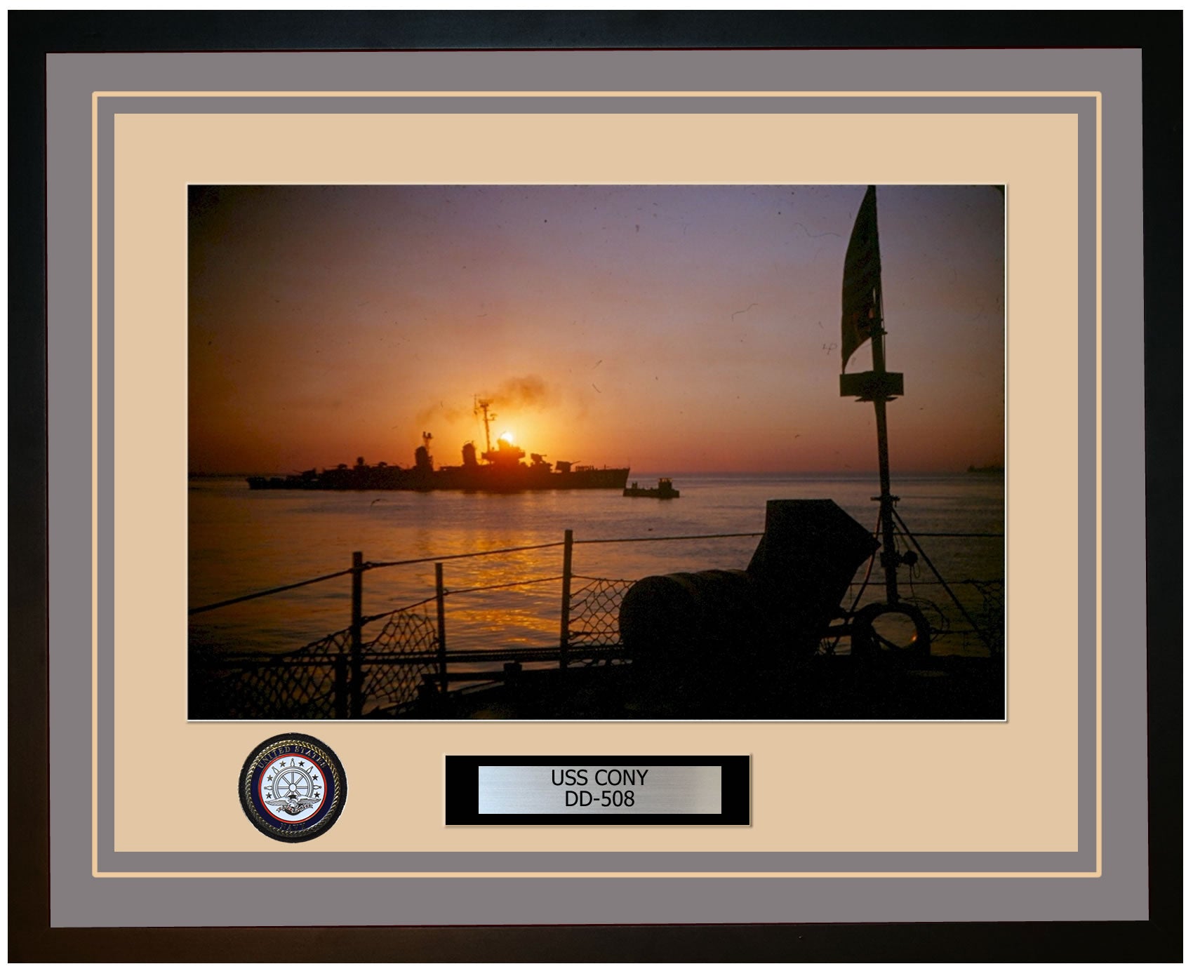 USS CONY DD-508 Framed Navy Ship Photo Grey