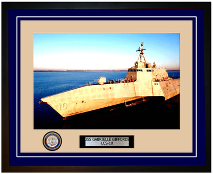 USS Gabrielle Giffords LCS-10 Framed Navy Ship Photo Blue