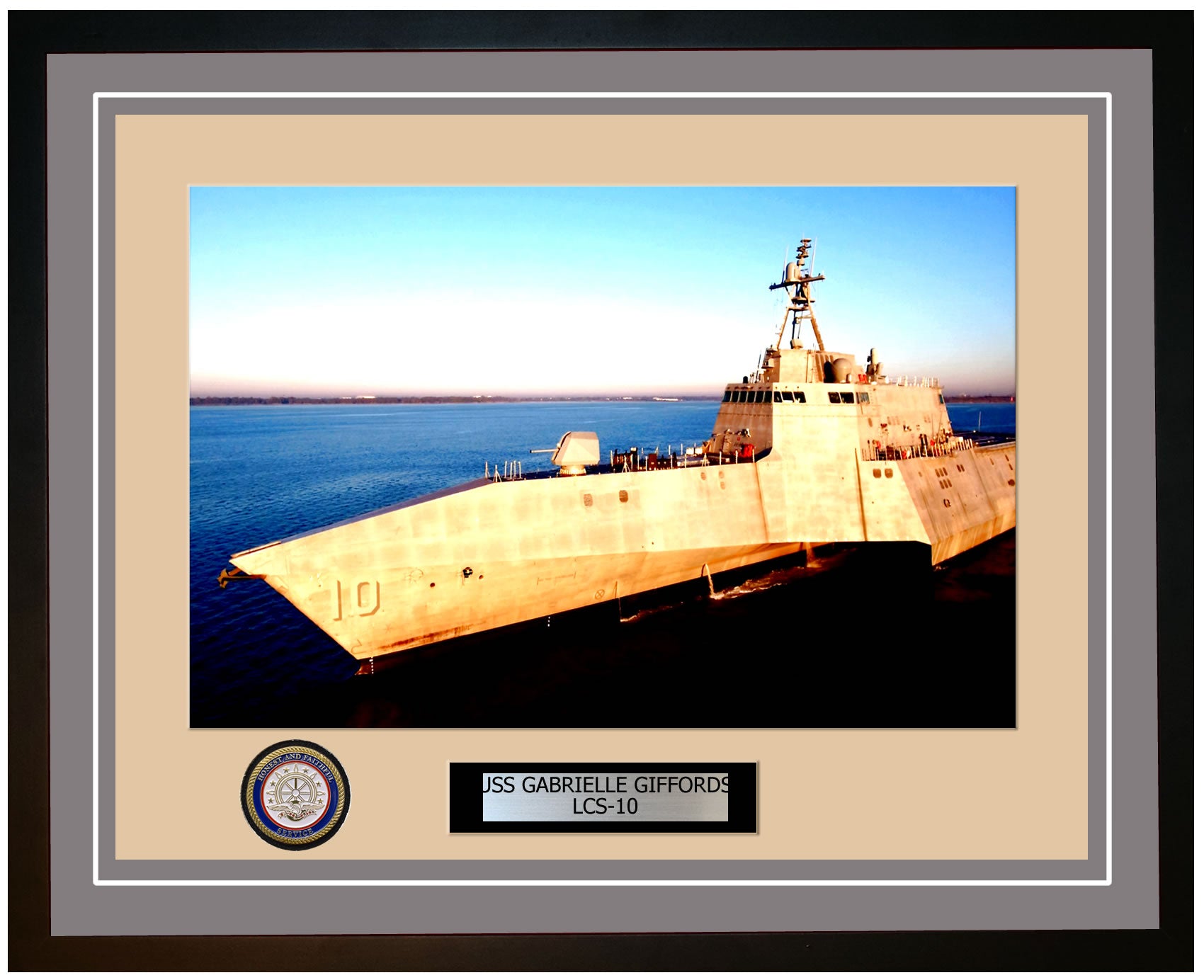 USS Gabrielle Giffords LCS-10 Framed Navy Ship Photo Grey