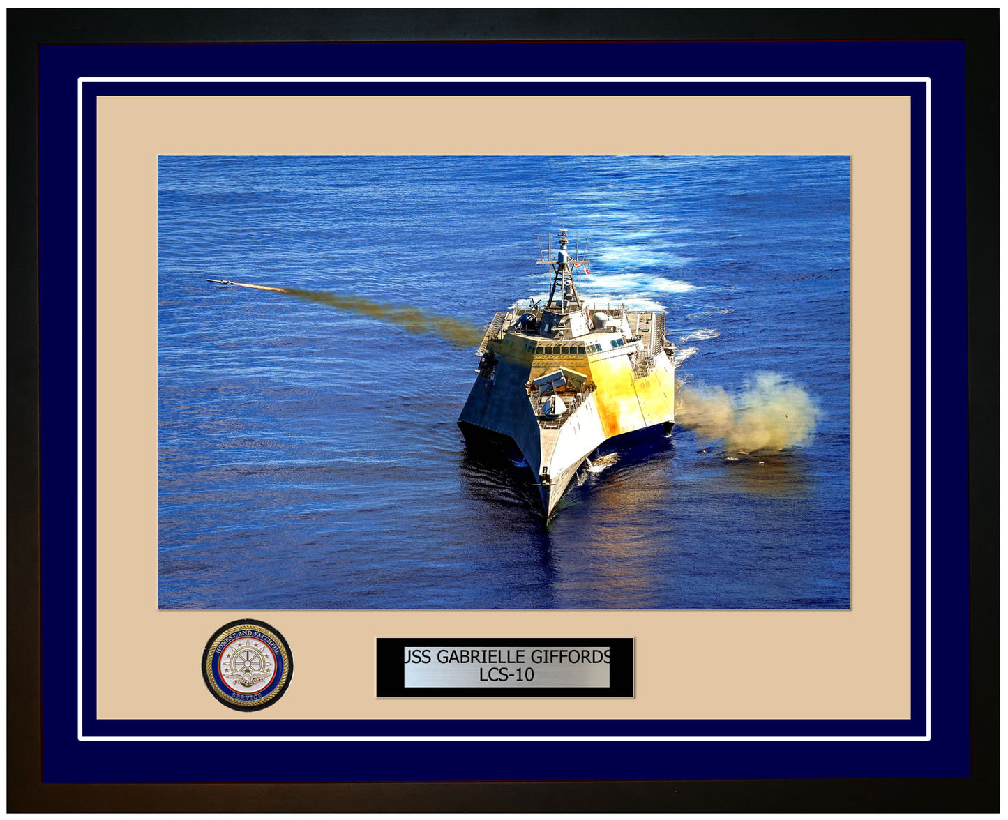 USS Gabrielle Giffords LCS-10 Framed Navy Ship Photo Blue