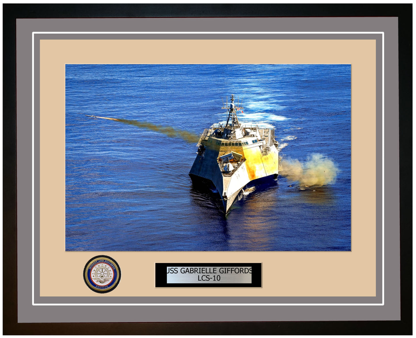 USS Gabrielle Giffords LCS-10 Framed Navy Ship Photo Grey