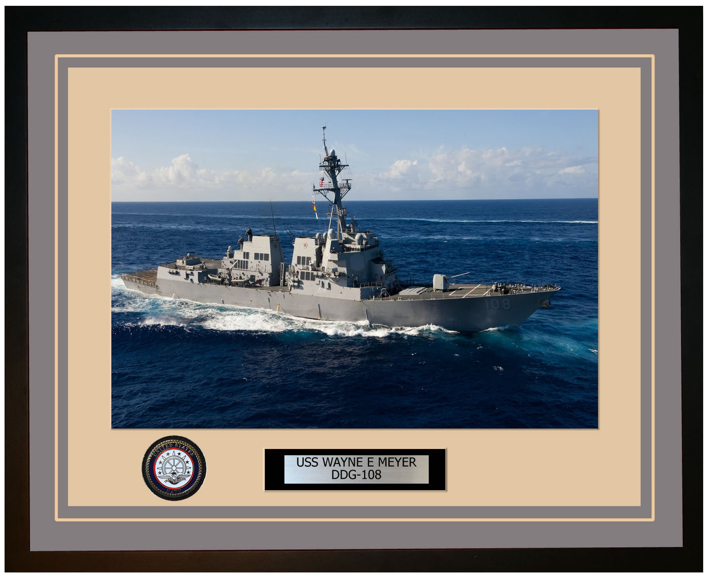 USS WAYNE E MEYER DDG-108 Framed Navy Ship Photo Grey