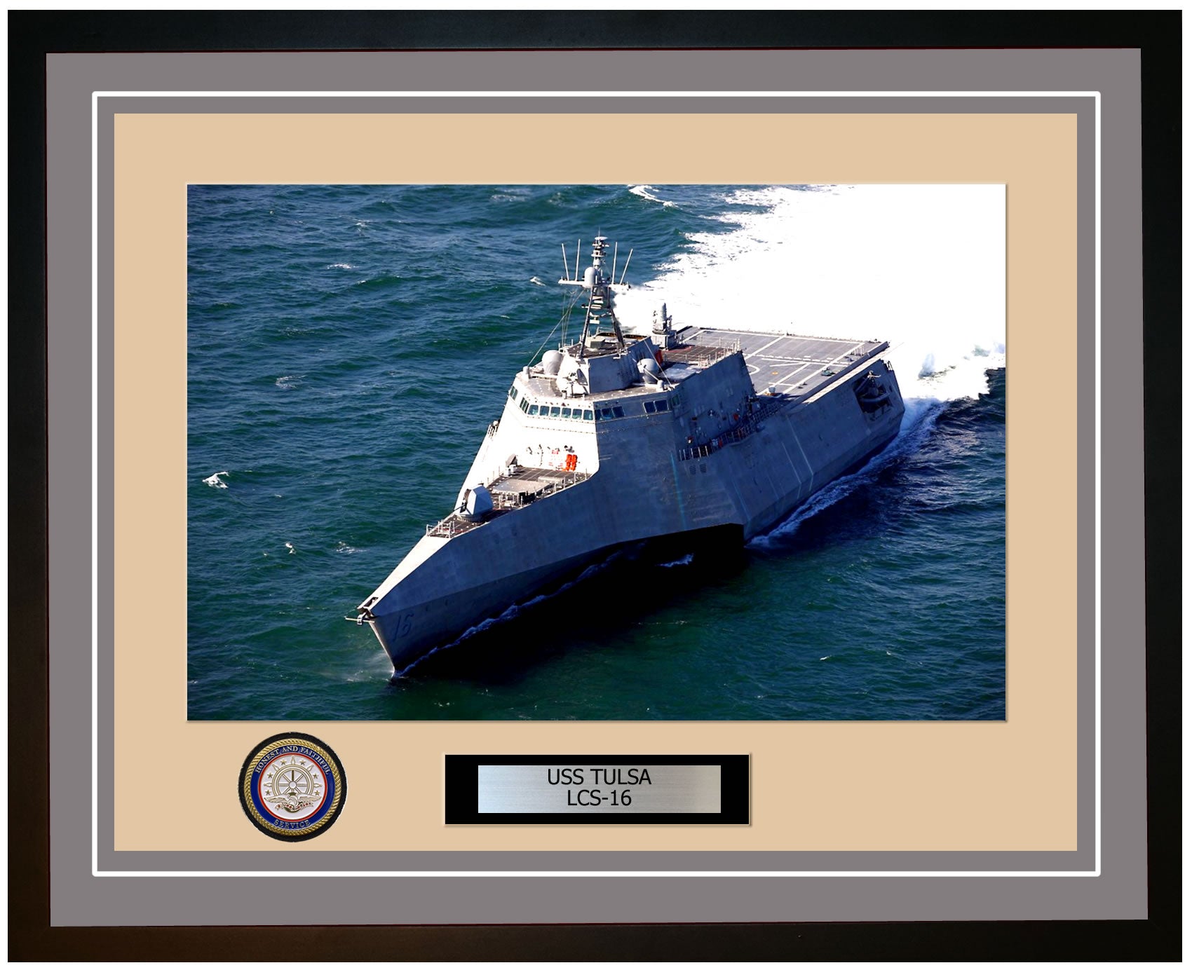 USS Tulsa LCS-16 Framed Navy Ship Photo Grey