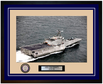 USS Cincinnati LCS-20 Framed Navy Ship Photo Blue