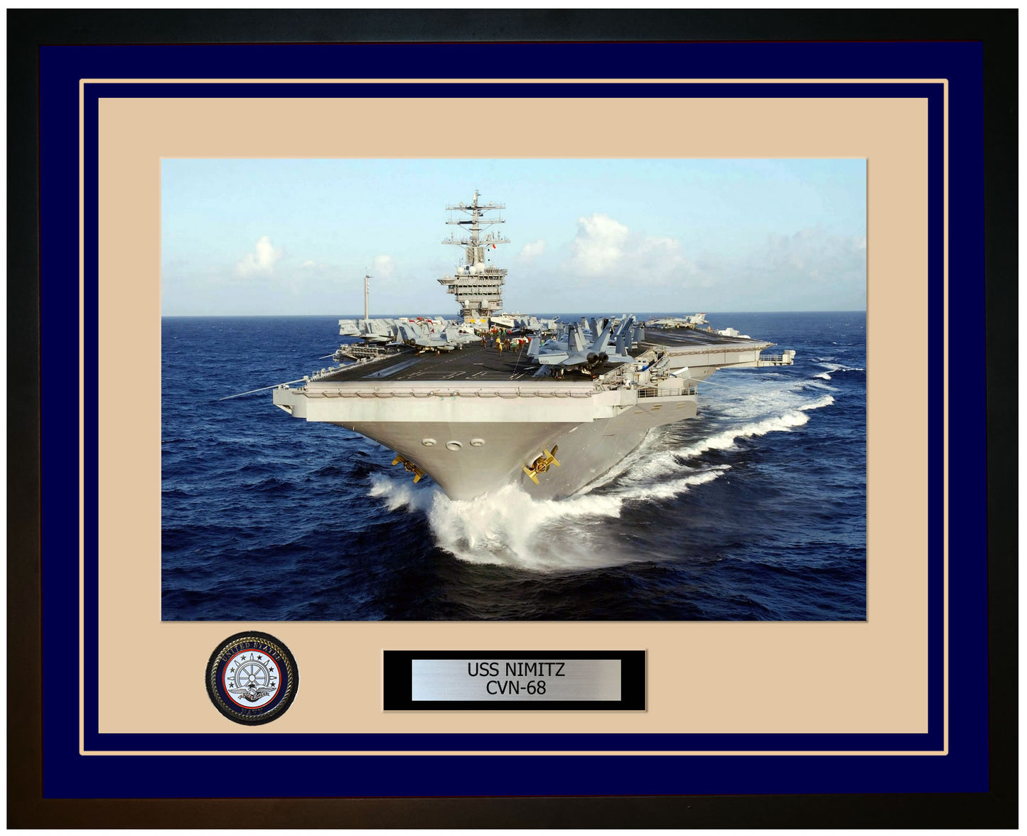 USS NIMITZ CVN-68 Framed Navy Ship Photo Blue