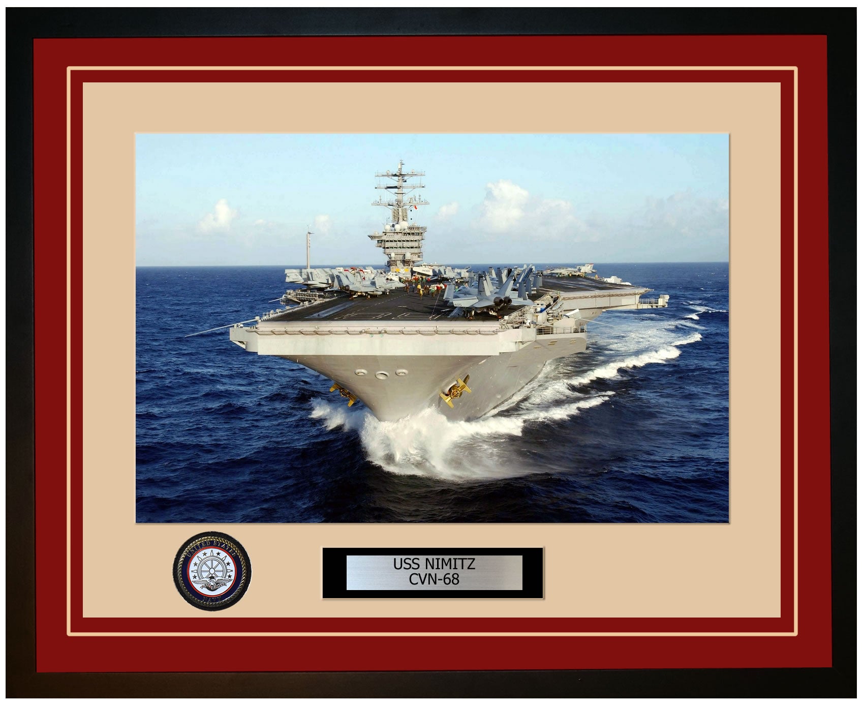 USS NIMITZ CVN-68 Framed Navy Ship Photo Burgundy