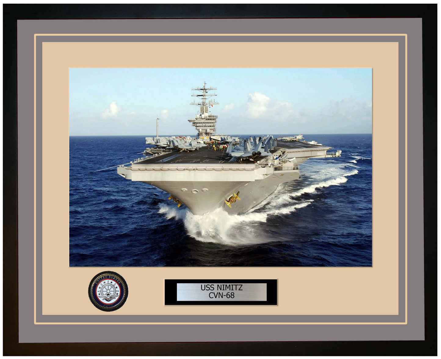 USS NIMITZ CVN-68 Framed Navy Ship Photo Grey