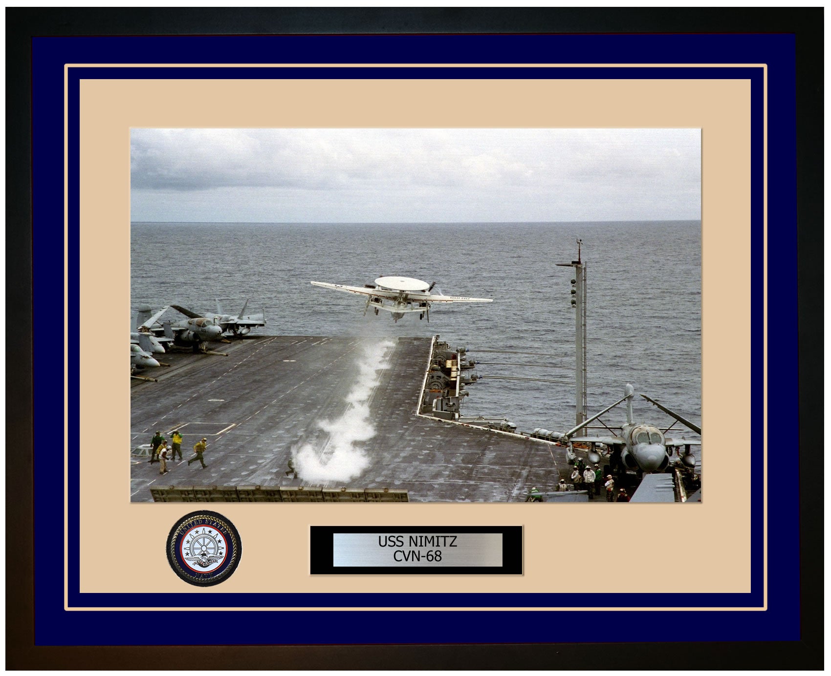 USS NIMITZ CVN-68 Framed Navy Ship Photo Blue