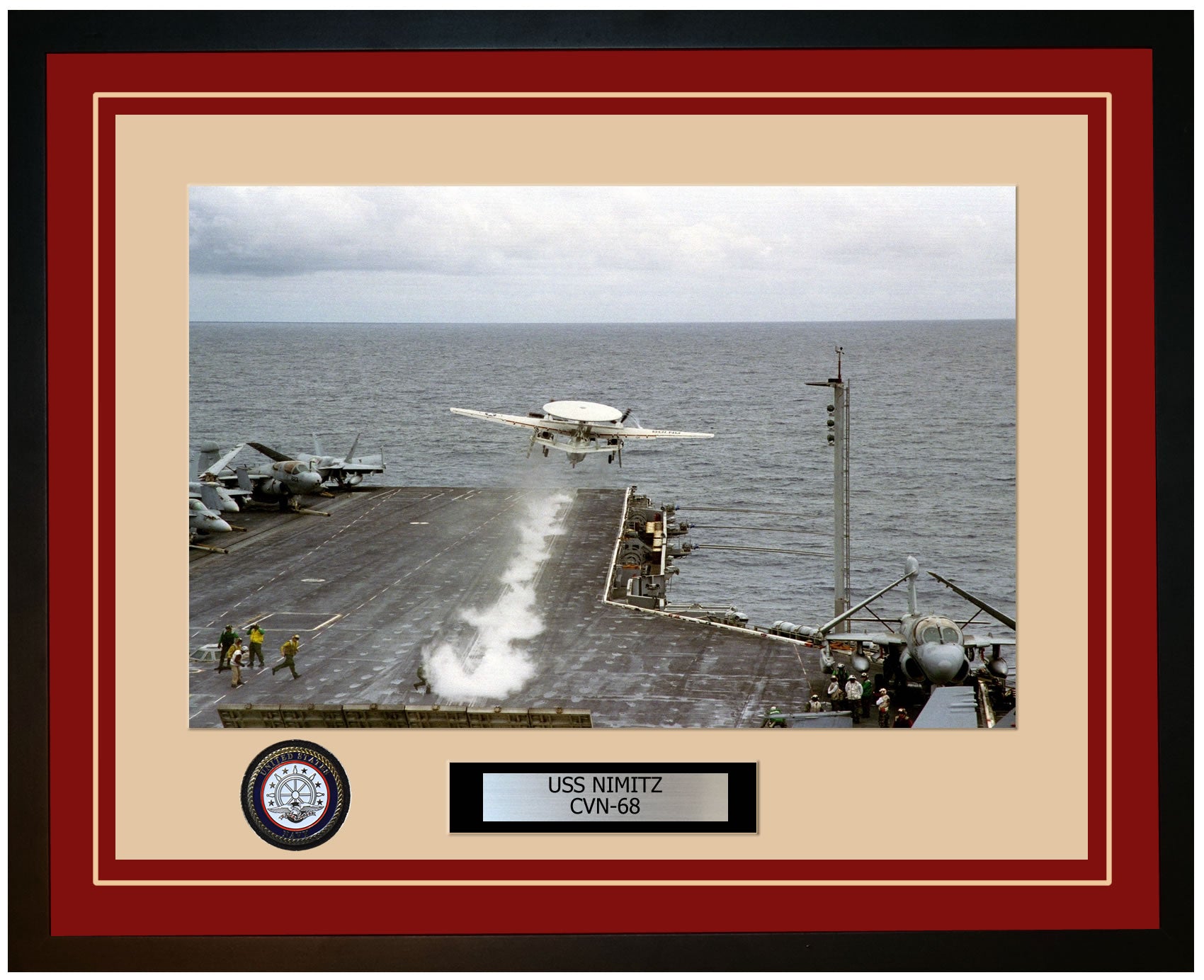 USS NIMITZ CVN-68 Framed Navy Ship Photo Burgundy