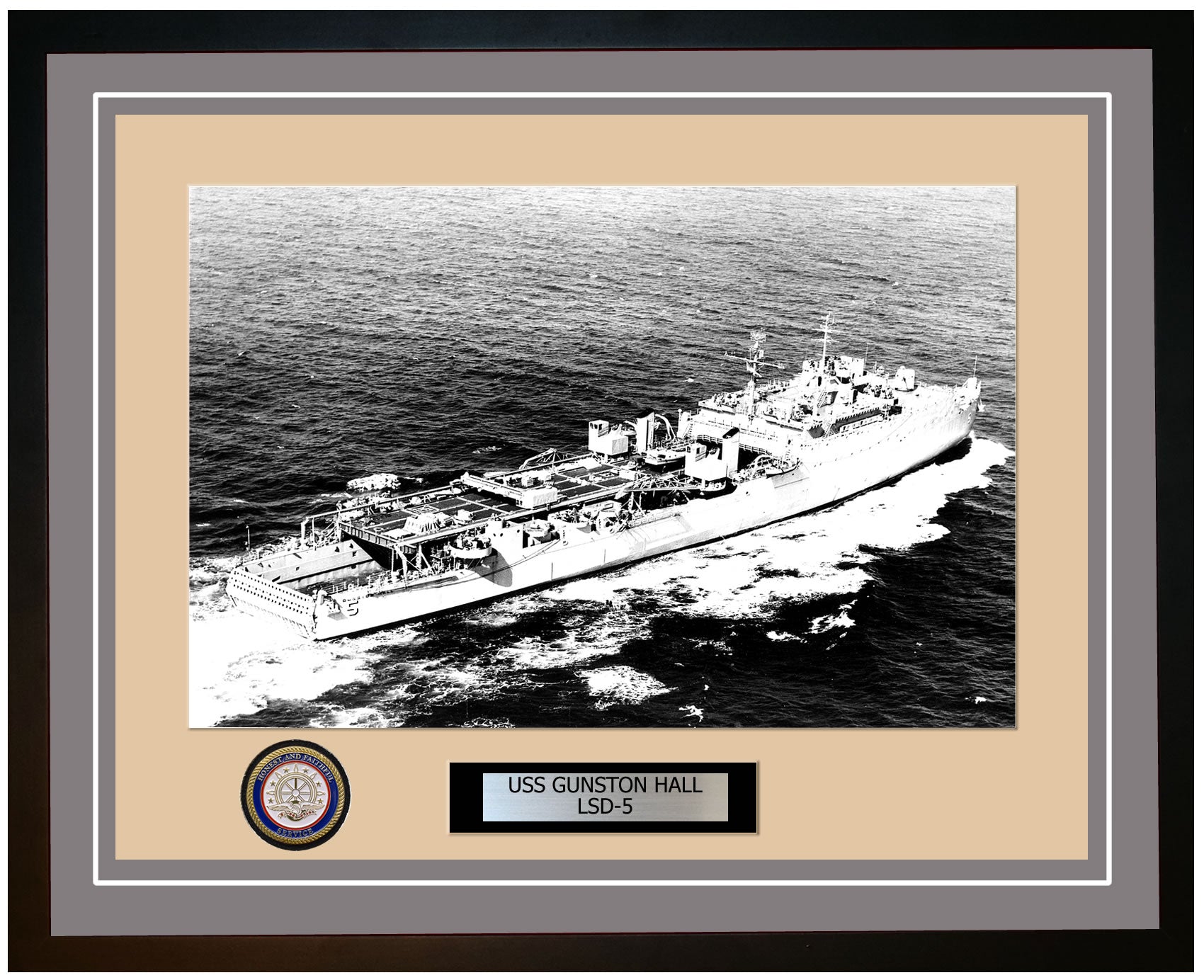 USS Gunston Hall LSD-5 Framed Navy Ship Photo Grey