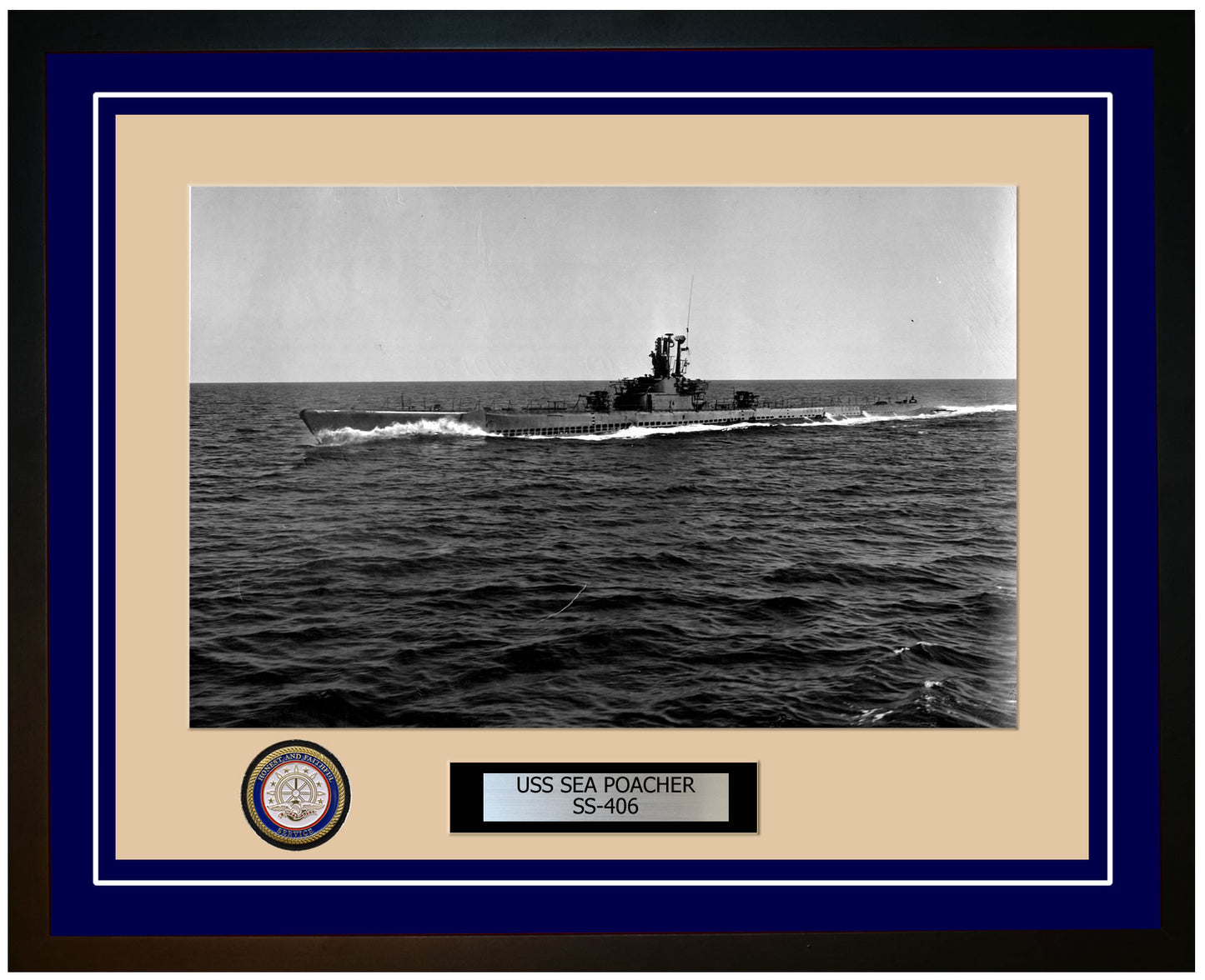 USS Sea Poacher SS-406 Framed Navy Ship Photo Blue