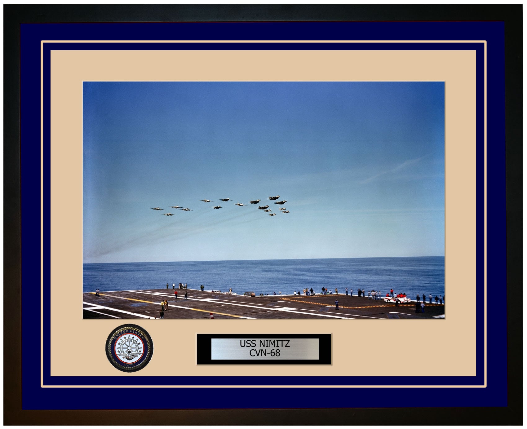 USS NIMITZ CVN-68 Framed Navy Ship Photo Blue