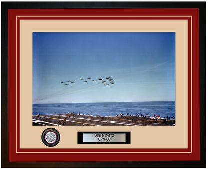 USS NIMITZ CVN-68 Framed Navy Ship Photo Burgundy