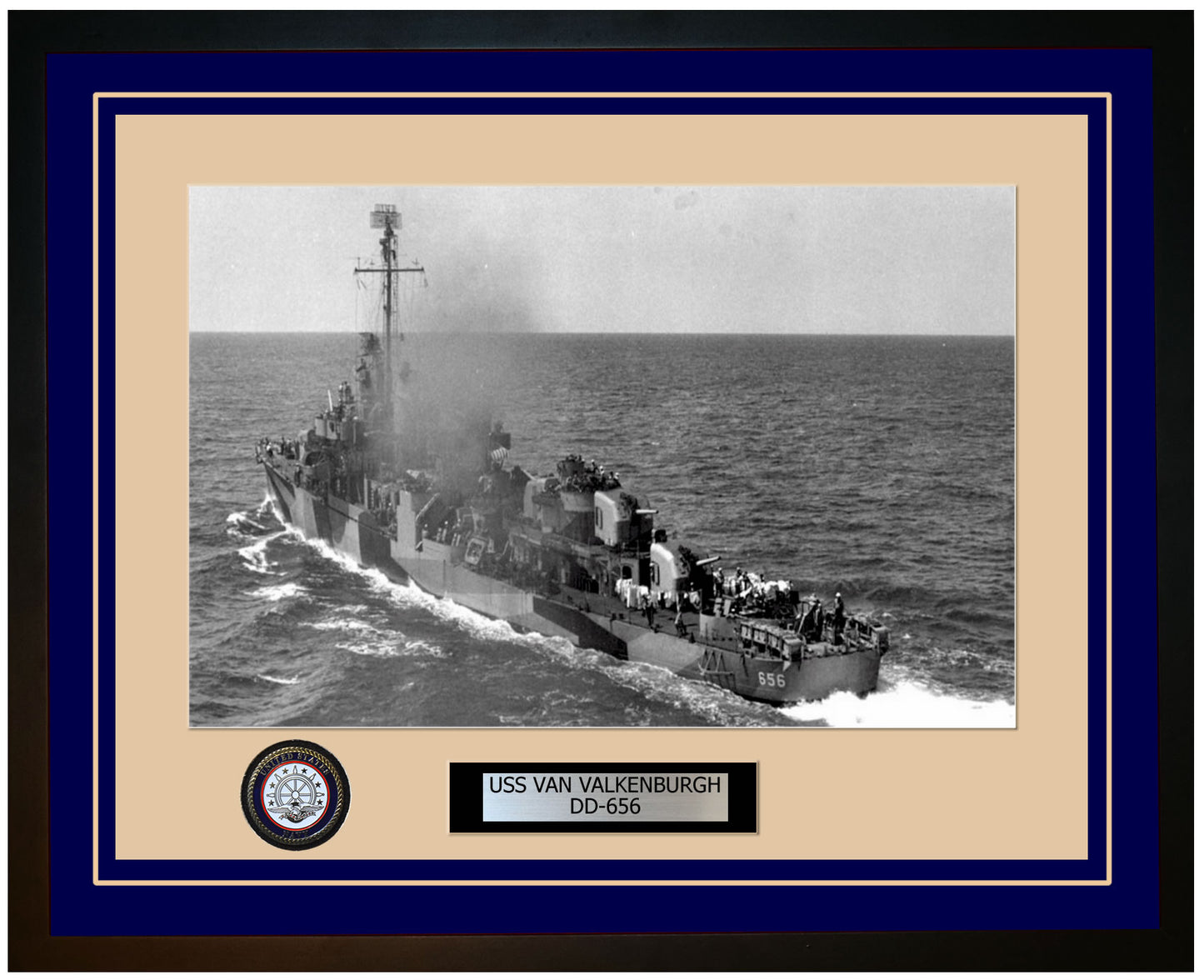 USS VAN VALKENBURGH DD-656 Framed Navy Ship Photo Blue