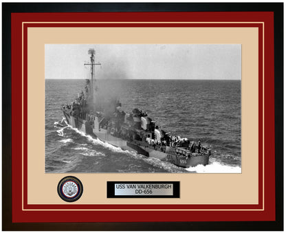 USS VAN VALKENBURGH DD-656 Framed Navy Ship Photo Burgundy