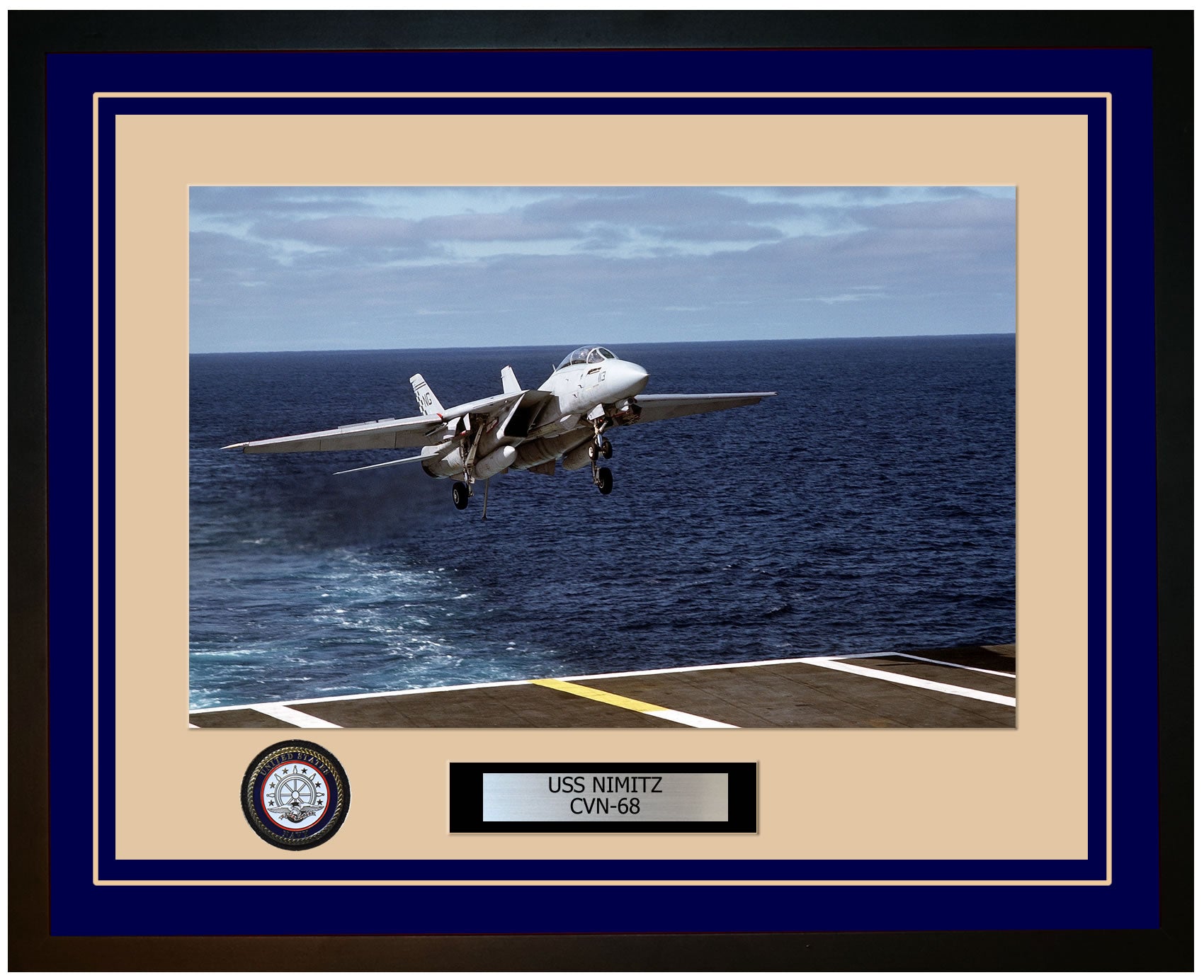 USS NIMITZ CVN-68 Framed Navy Ship Photo Blue