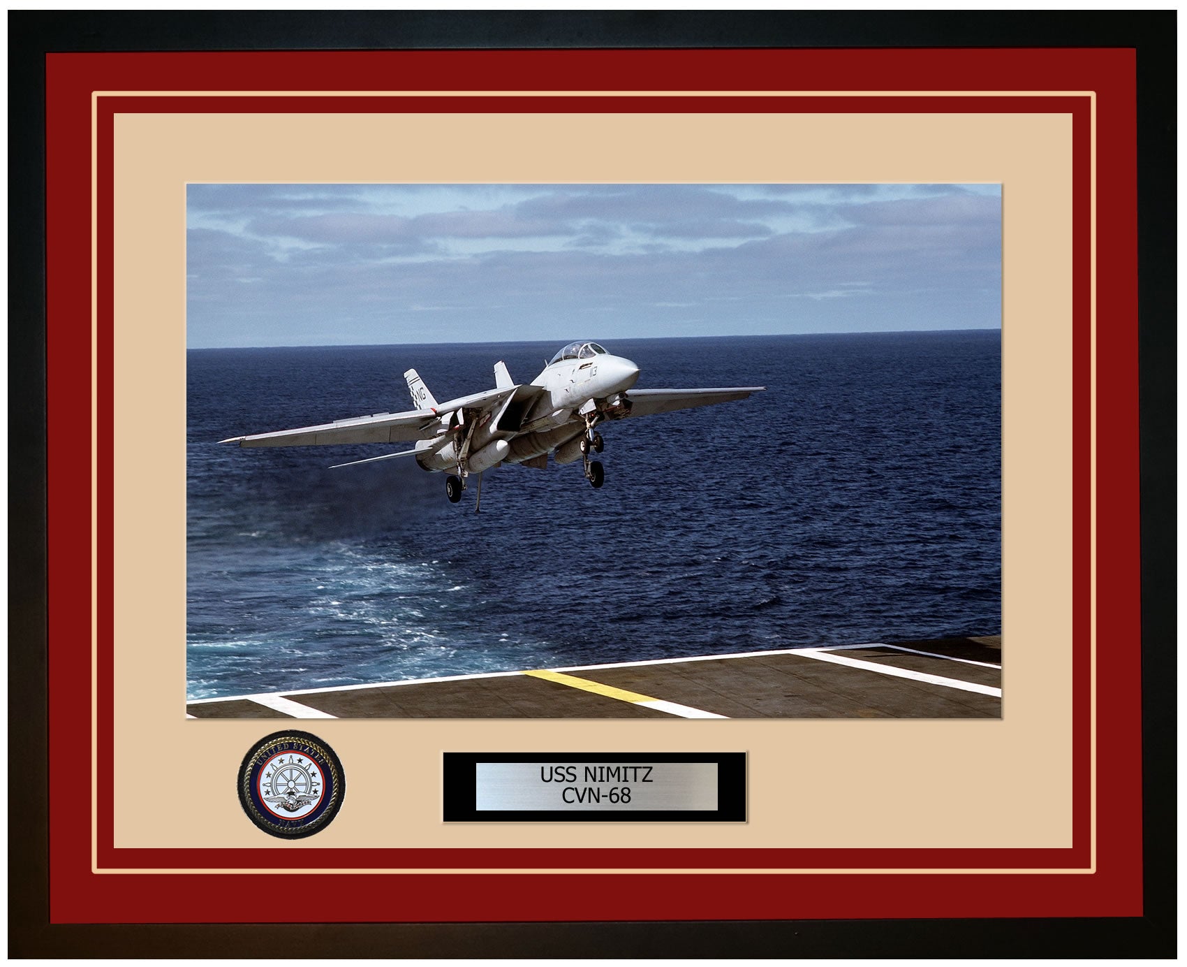 USS NIMITZ CVN-68 Framed Navy Ship Photo Burgundy