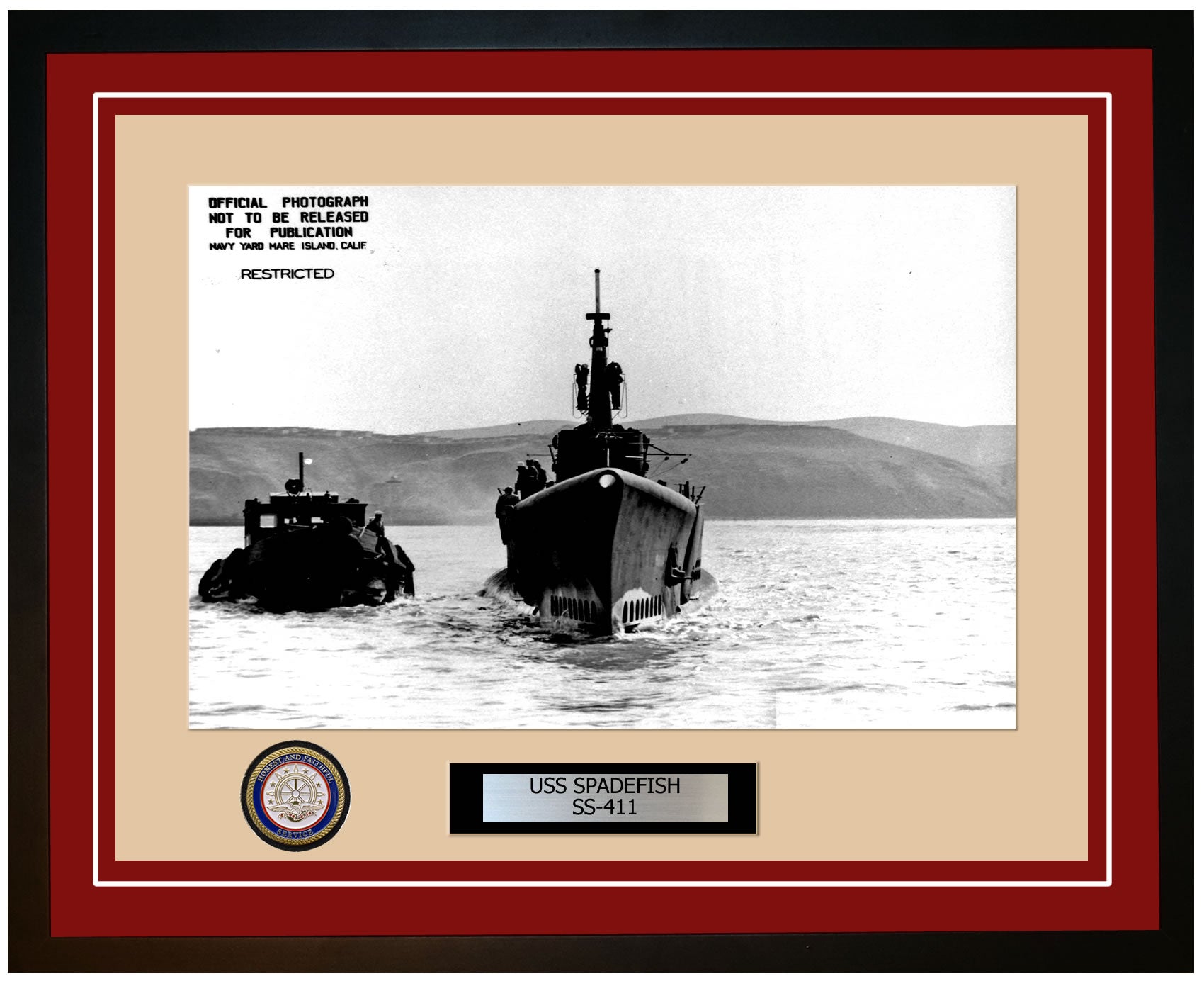 USS Spadefish SS-411 Framed Navy Ship Photo Burgundy – Navy Emporium