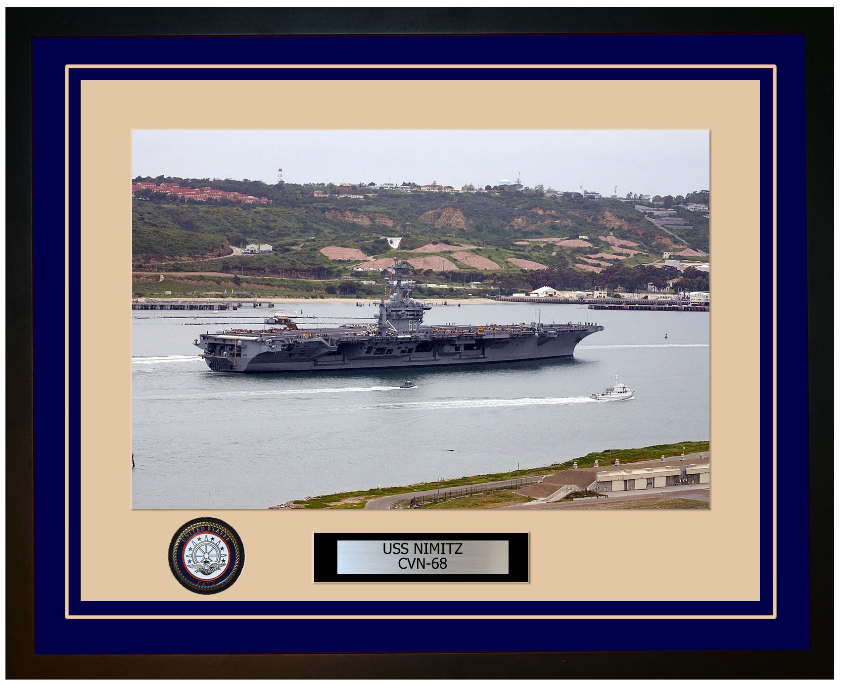 USS NIMITZ CVN-68 Framed Navy Ship Photo Blue