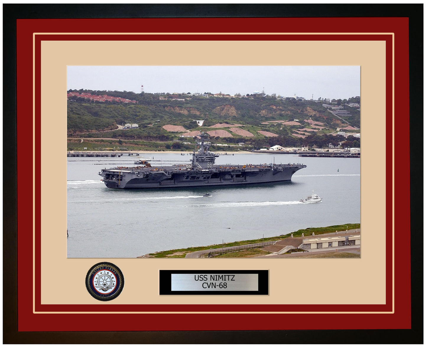 USS NIMITZ CVN-68 Framed Navy Ship Photo Burgundy