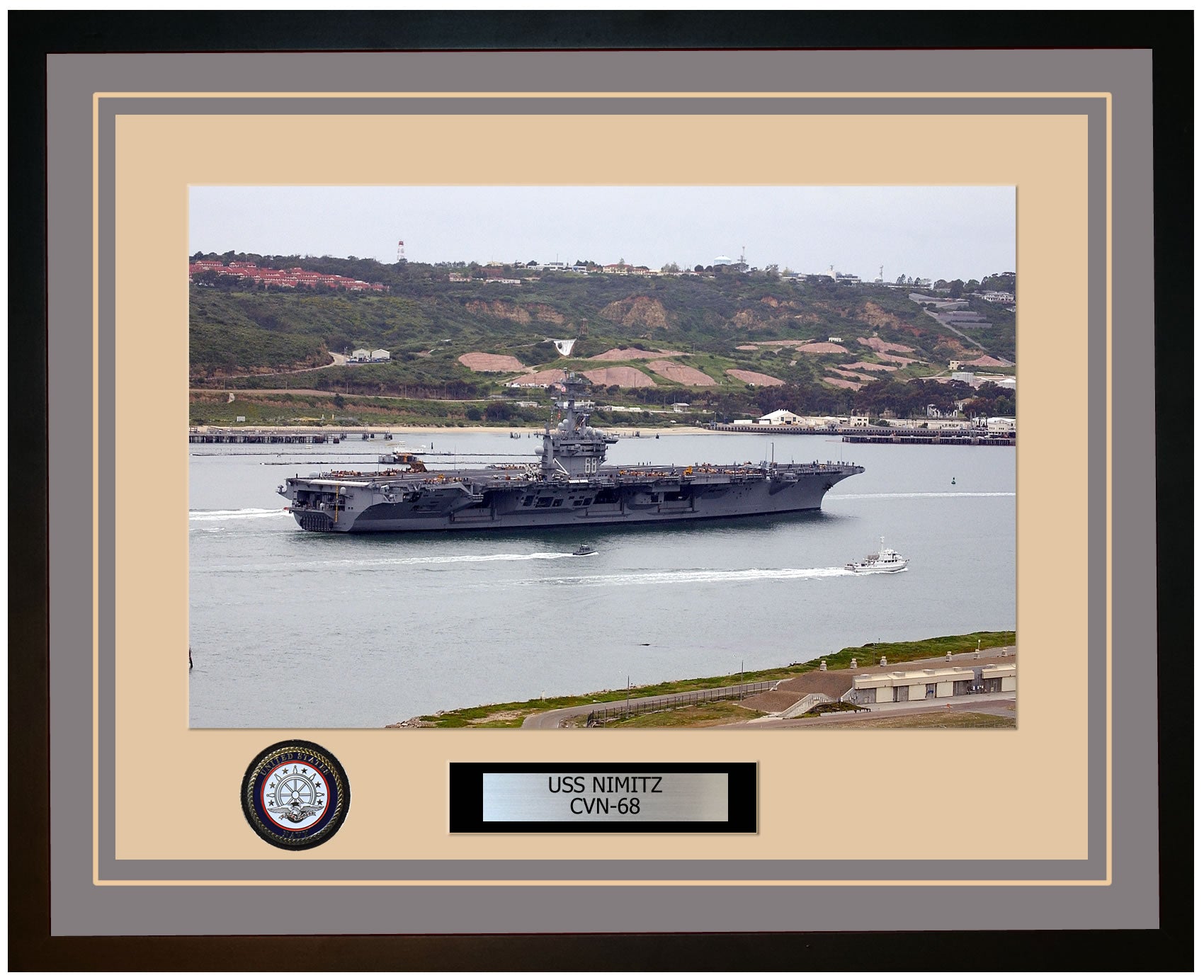 USS NIMITZ CVN-68 Framed Navy Ship Photo Grey