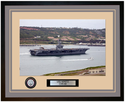 USS NIMITZ CVN-68 Framed Navy Ship Photo Grey