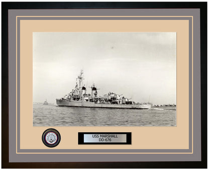 USS MARSHALL DD-676 Framed Navy Ship Photo Grey