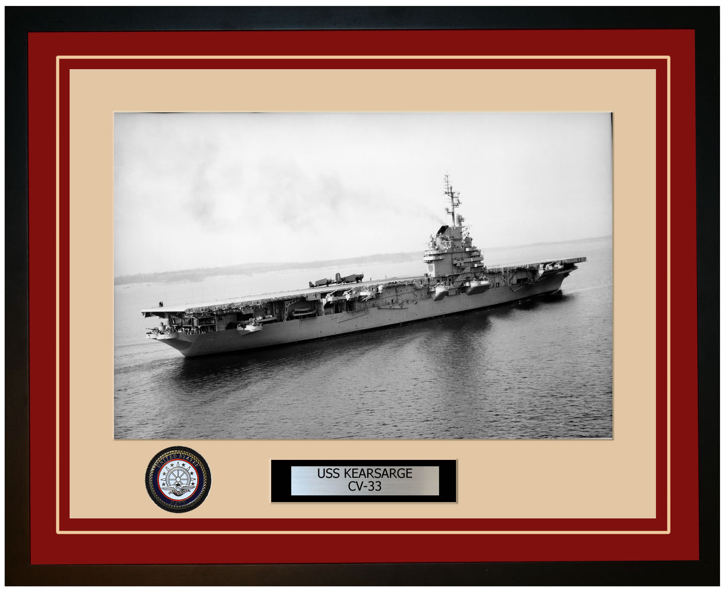 USS KEARSARGE CV-33 Framed Navy Ship Photo Burgundy