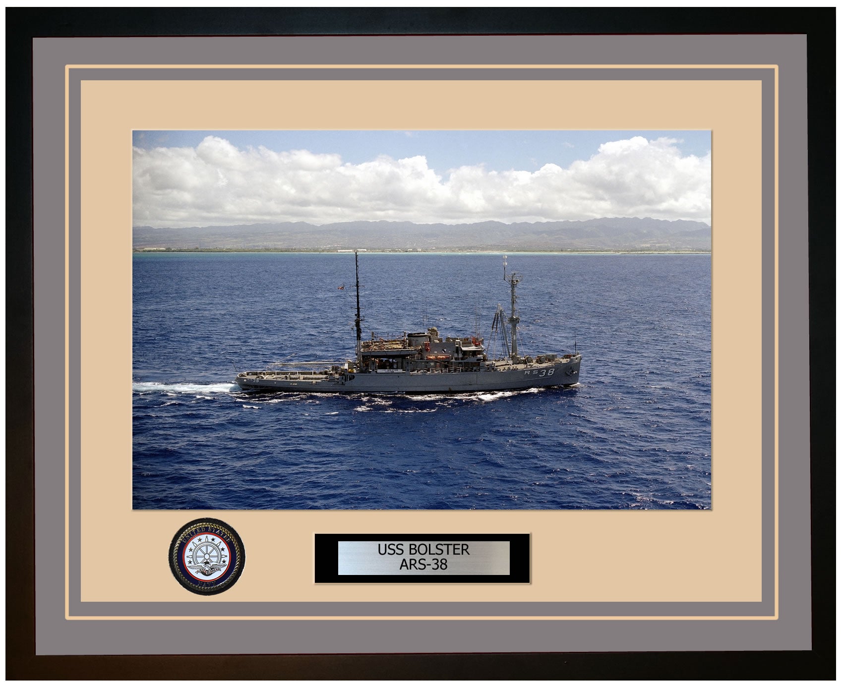 USS BOLSTER ARS-38 Framed Navy Ship Photo Grey