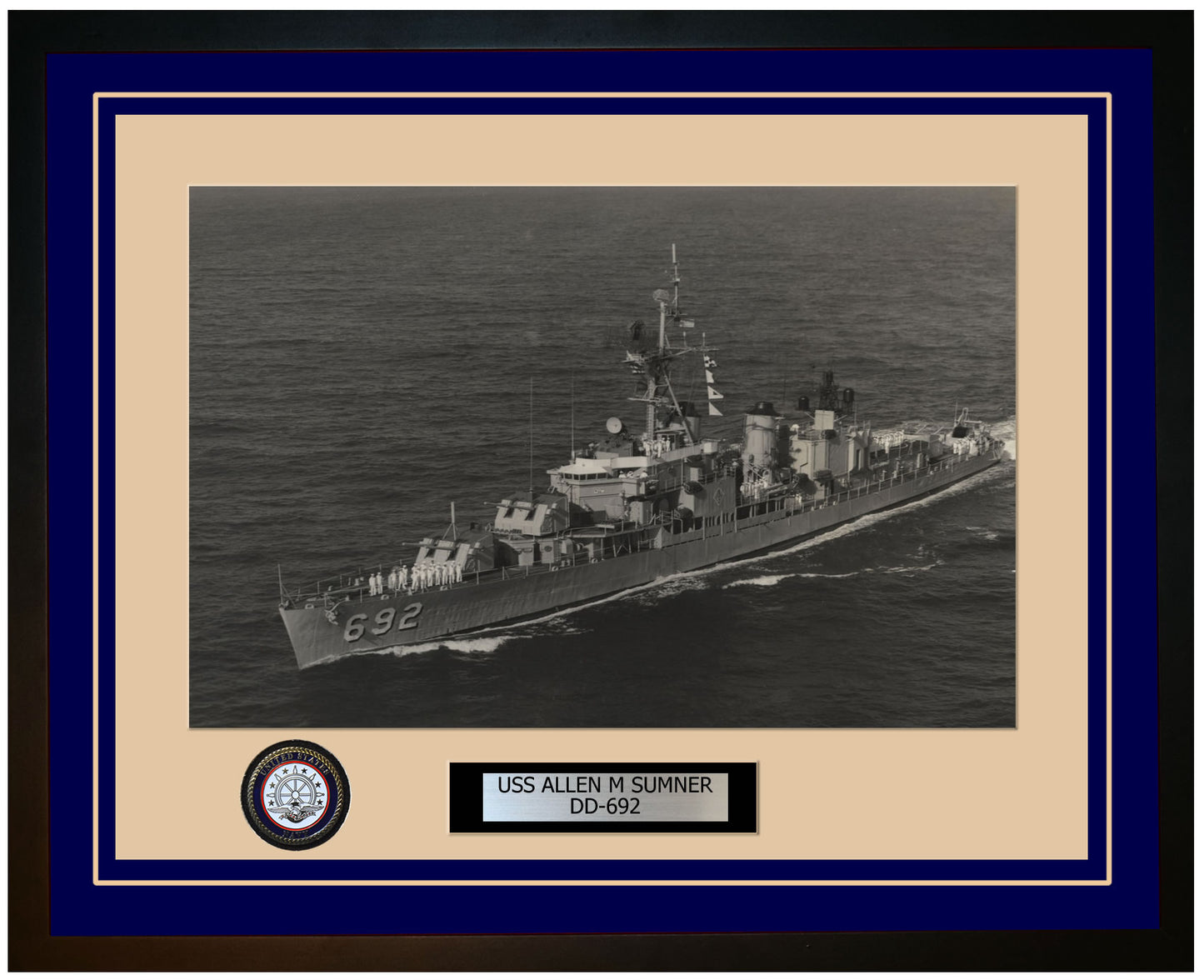 USS ALLEN M SUMNER DD-692 Framed Navy Ship Photo Blue