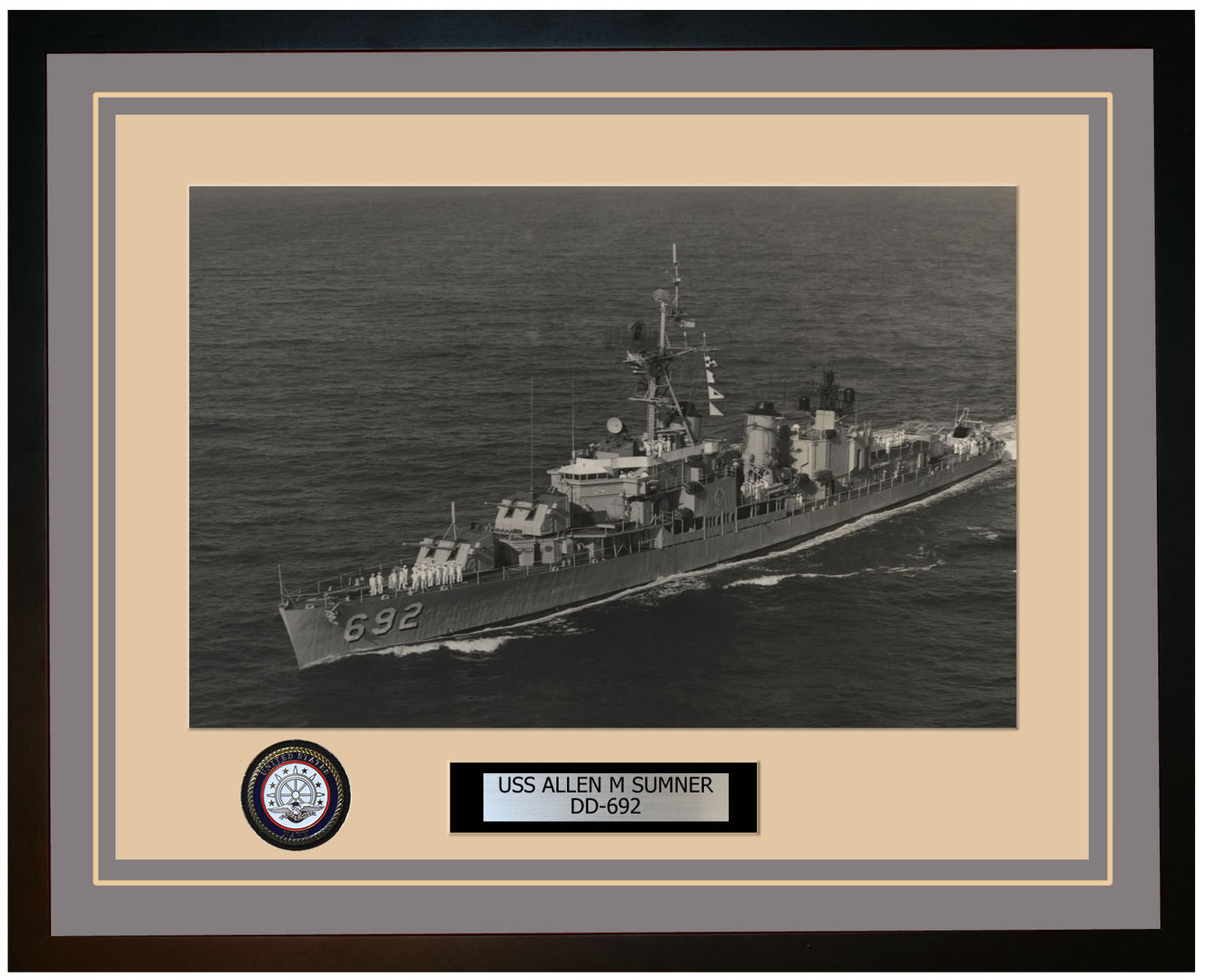 USS ALLEN M SUMNER DD-692 Framed Navy Ship Photo Grey